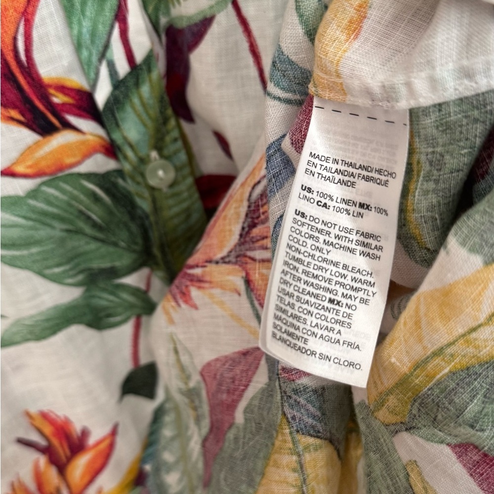 Chico's Tropical Floral 100% Linen Button Front Blouse Size 2 US 12 - Picture 5 of 5